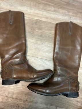 Frye Lindsay Plate Riding Boot- Brown